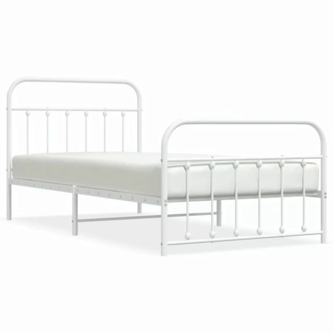 furnicato Bett Bettgestell mit Kopf- und Fußteil Metall Weiß 107x203 cm günstig online kaufen