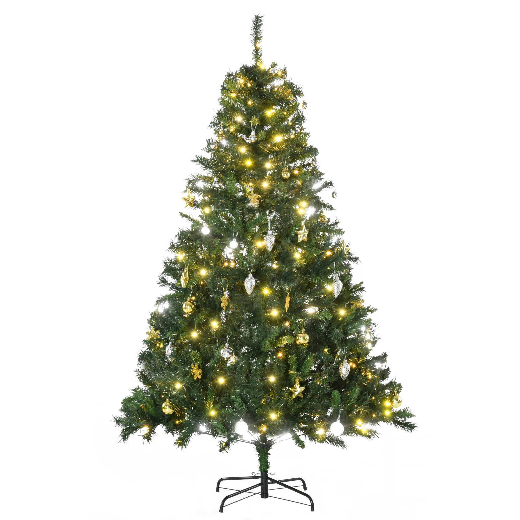 HOMCOM Weihnachtsbaum Tannenbaum mit Deko 200 LEDs 745 Spitzen Ø 112 x H180 günstig online kaufen