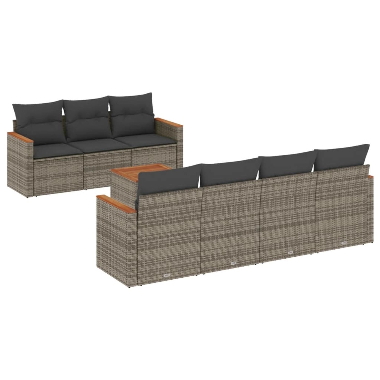 vidaXL 8-Tlg Garten-Sofagarnitur mit Kissen Grau Poly Rattan 3258210 günstig online kaufen