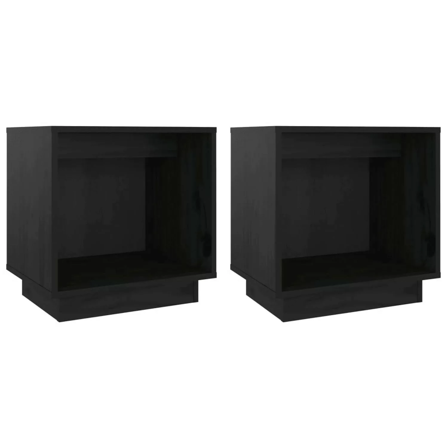 vidaXL Nachttische 2 Stk Schwarz 40x30x40 cm Massivholz Kiefer Modell 1 günstig online kaufen