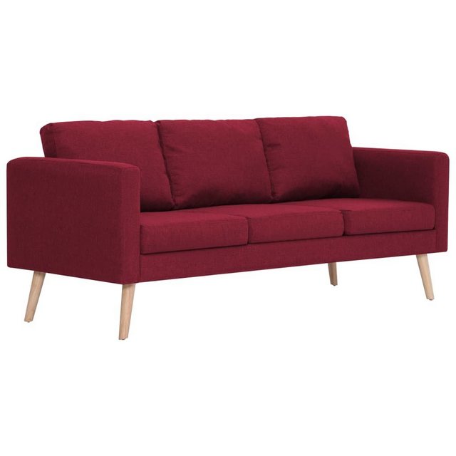 vidaXL Sofa 3-Sitzer-Sofa Stoff Weinrot Couch günstig online kaufen