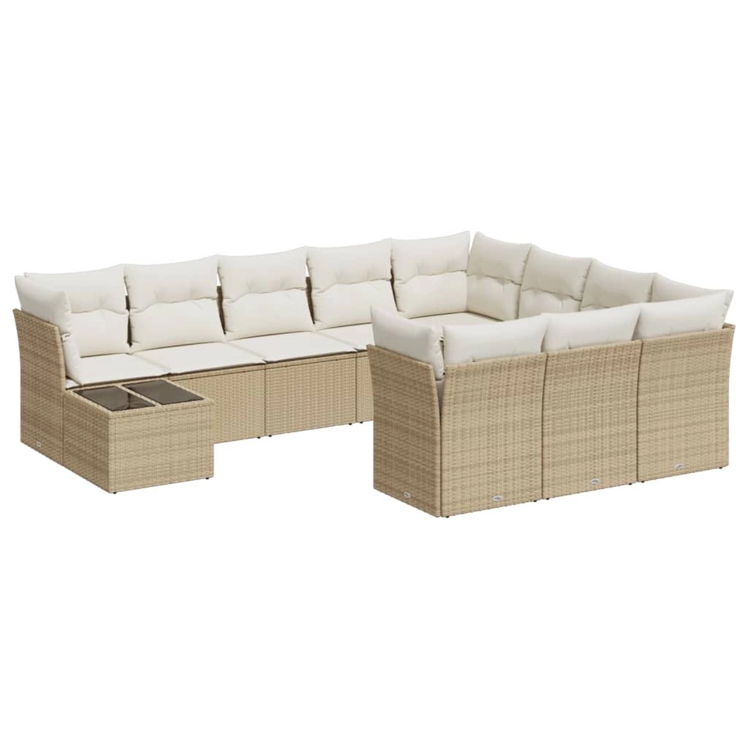 vidaXL 11-tlg Garten-Sofagarnitur mit Kissen Beige Poly Rattan Modell 35 günstig online kaufen