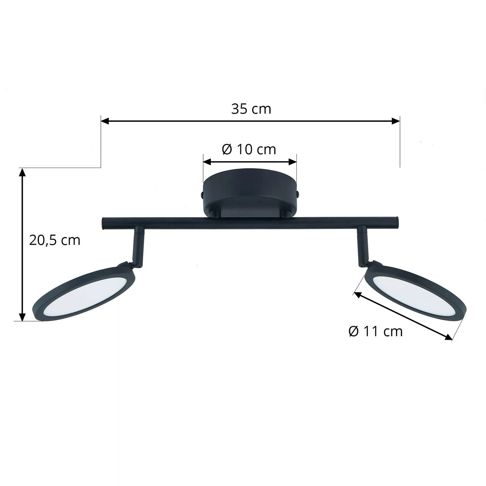 Lindby LED-Spot Manel, schwarz, Eisen, 35 cm lang, 2-flg. günstig online kaufen