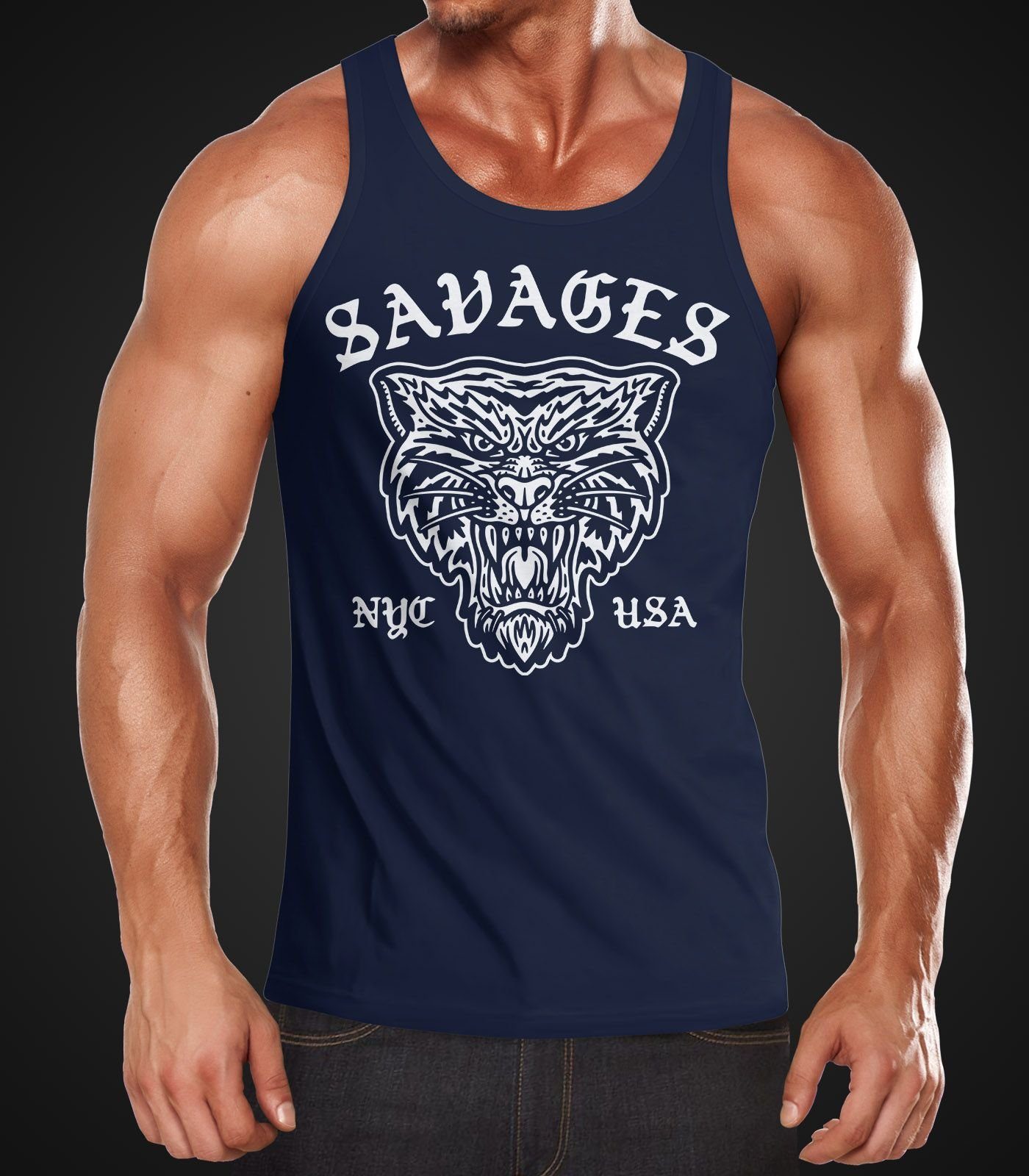 Neverless Tanktop Herren Tank-Top Tiger Vintage günstig online kaufen