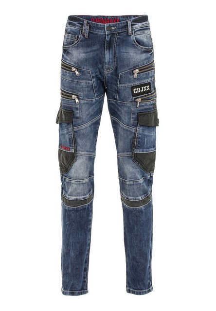 Cipo & Baxx Regular-fit-Jeans DENIM bequeme Jeans mit auffälligen Applikati günstig online kaufen