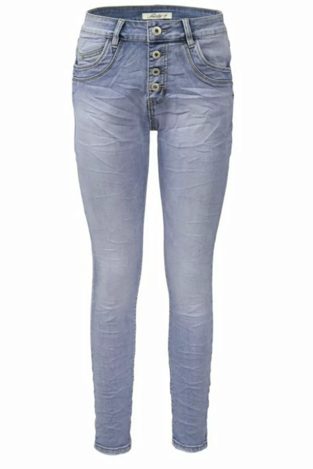 Jewelly Regular-fit-Jeans Stretch Jeans Five-Pocket im Crash-Look günstig online kaufen