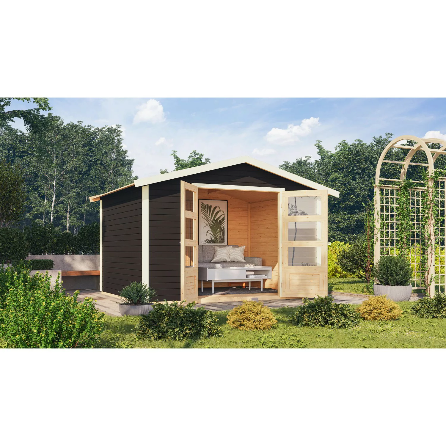 Karibu Gartenhaus/Gerätehaus Amberg 5 Anthrazit 305 cm x 246 cm günstig online kaufen