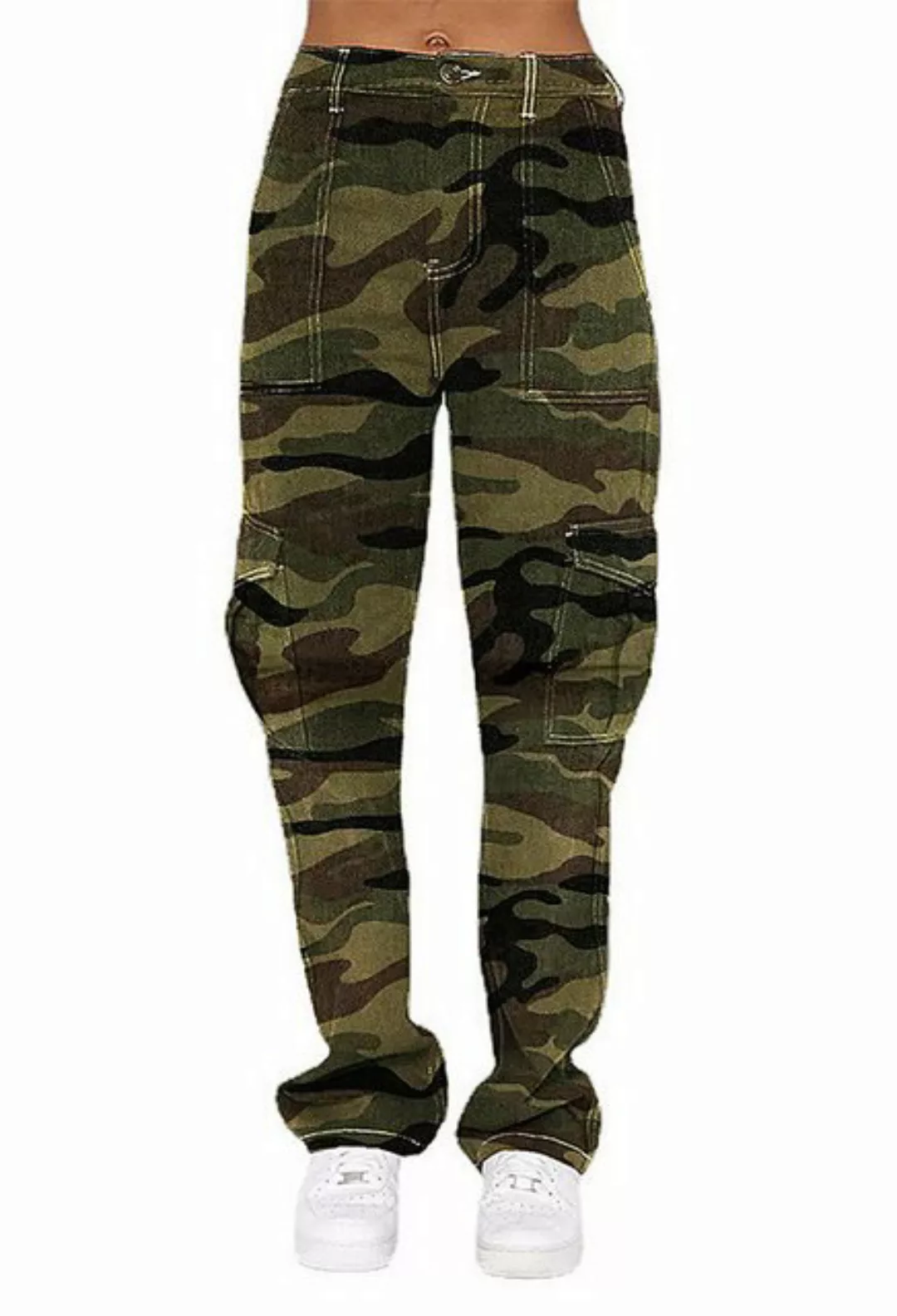 CHENIN Cargojeans Jeans damen lose personalisierte camouflage-taschen-overa günstig online kaufen