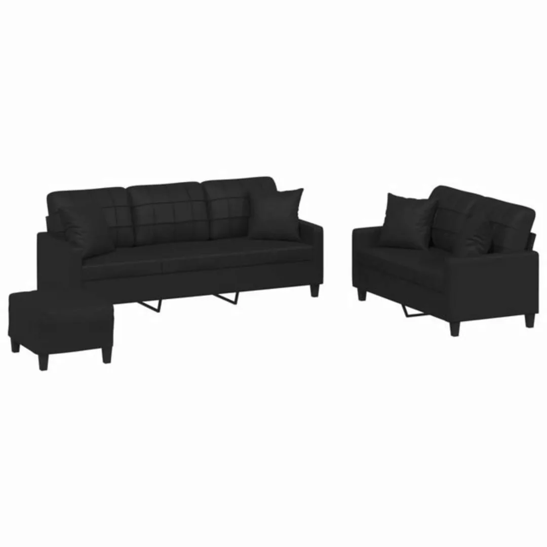 vidaXL Sofa Sofagarnitur mit Kissen Kunstleder, mit Zierkissen + Fußhocker, günstig online kaufen