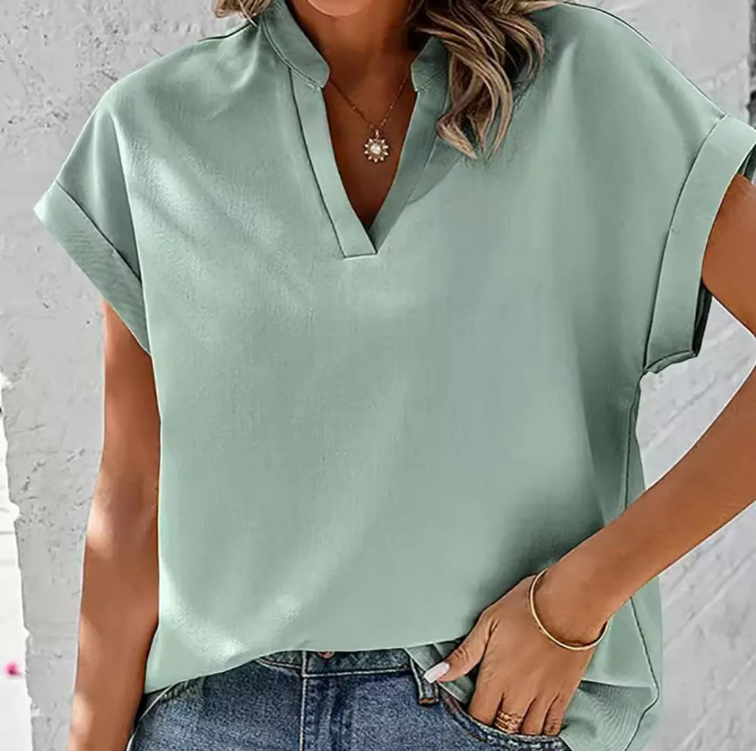 AFAZ New Trading UG Blouson Sommer V-Ausschnitt Kurzarm T-Shirt Tunika Einf günstig online kaufen