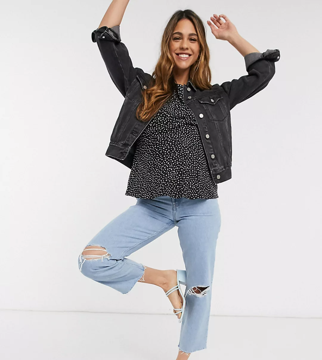 ASOS DESIGN Maternity – Florence Authentic – Jeans mit geradem Schnitt, Tai günstig online kaufen