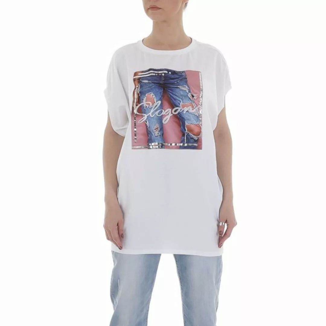 Ital-Design T-Shirt Damen Freizeit Print Stretch T-Shirt in Weiß günstig online kaufen