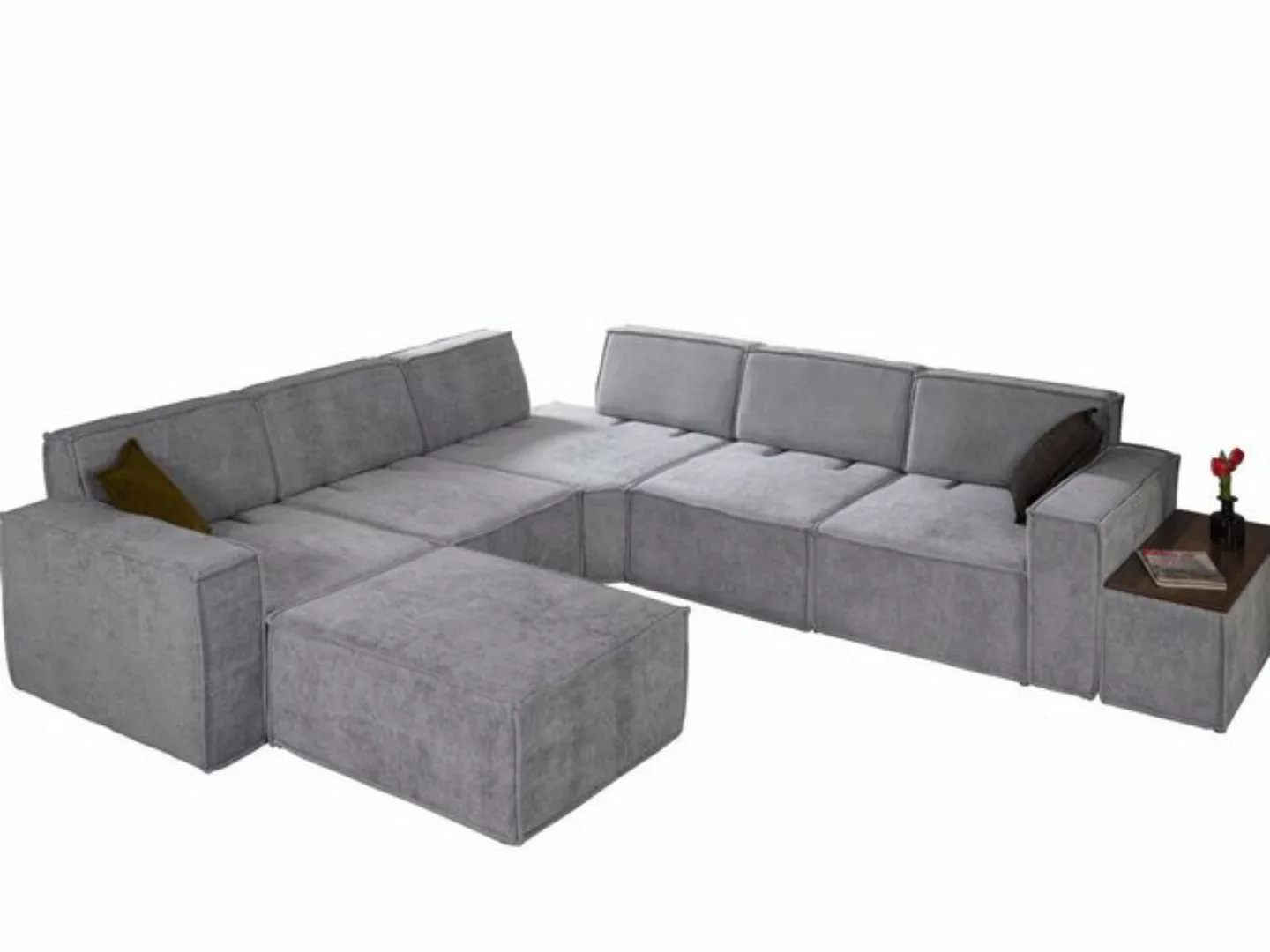 Nobelaa Ecksofa Modulares Ecksofa "Basil" + Hocker + Beistelltisch günstig online kaufen