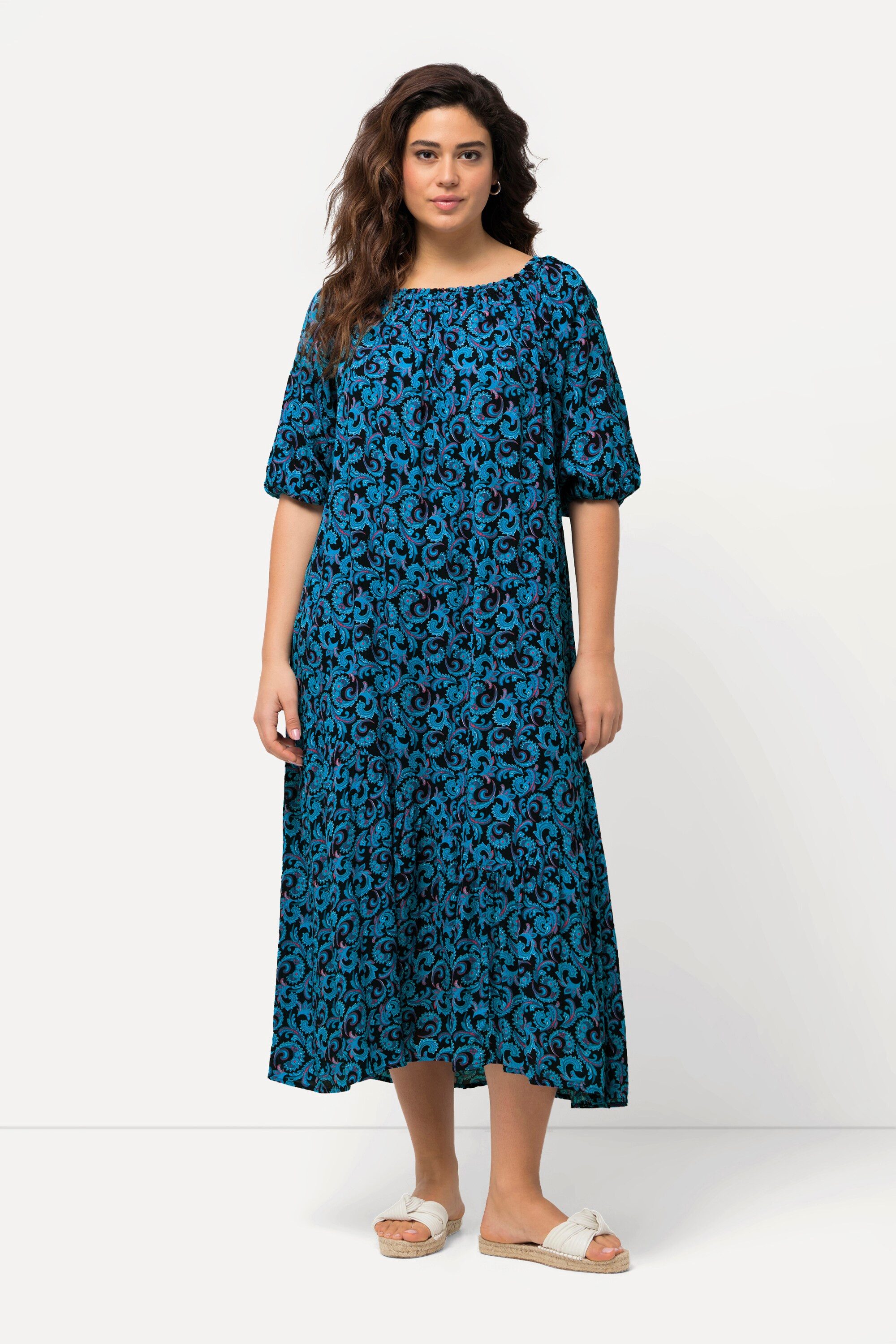 Ulla Popken Maxikleid Midikleid Ranken Volantsaum günstig online kaufen