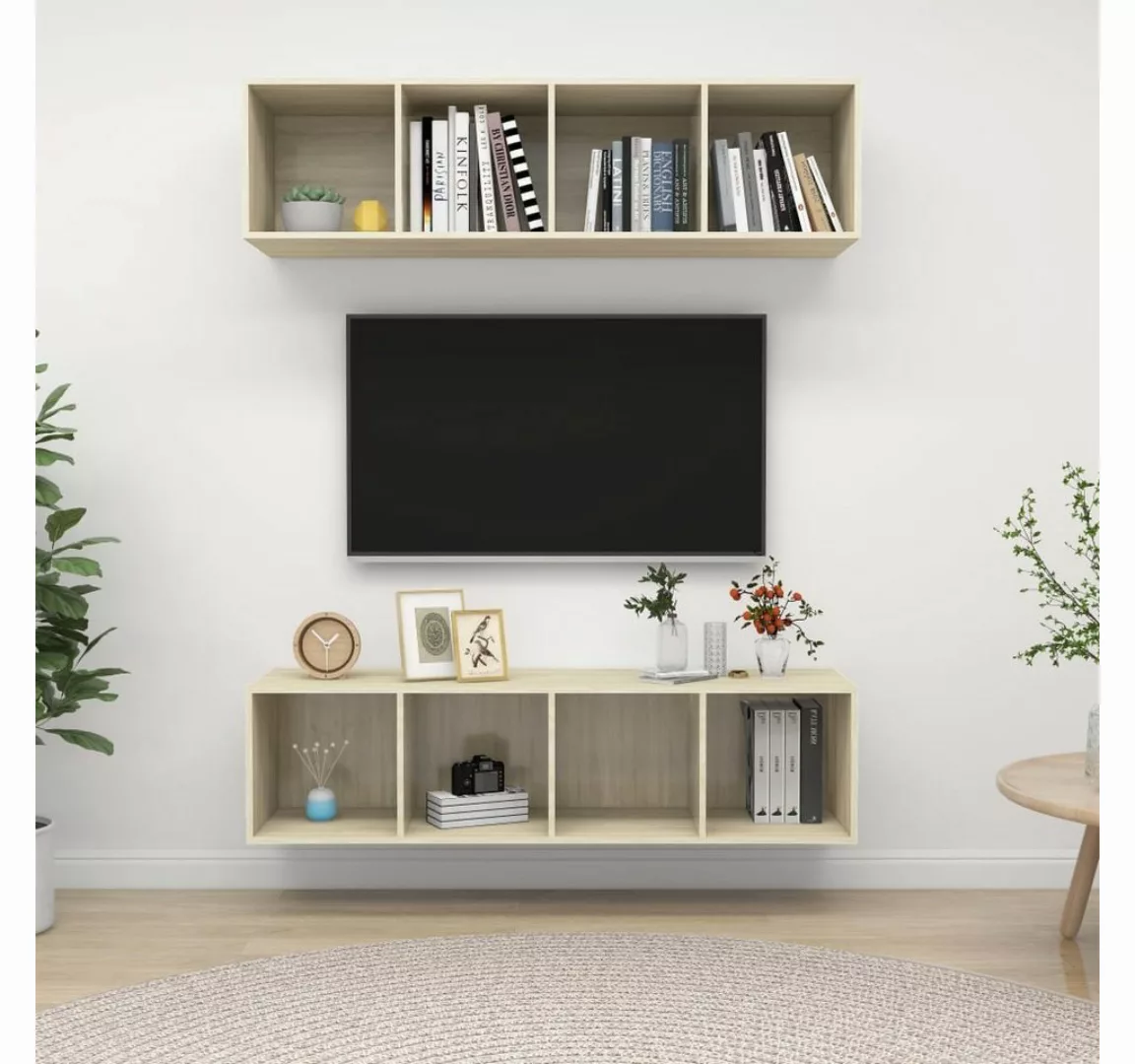 furnicato TV-Schrank TV-Wandschränke 2 Stk. Sonoma-Eiche Holzwerkstoff günstig online kaufen