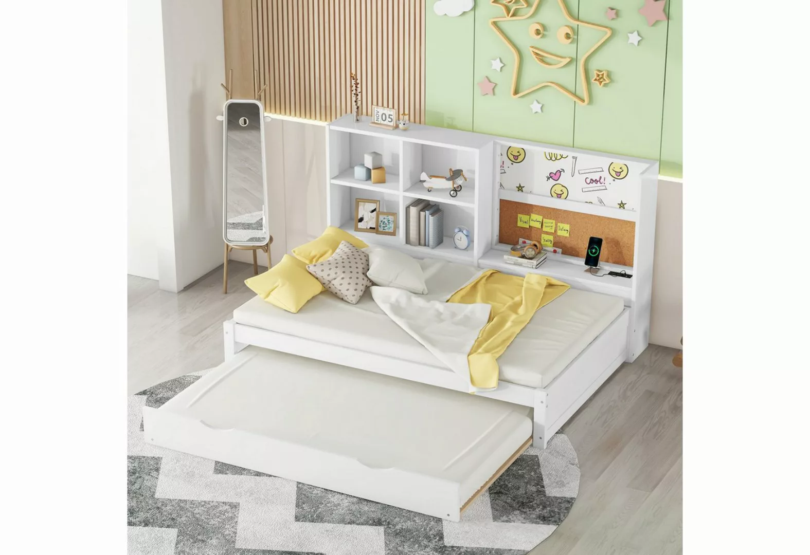 HAUSS SPLOE Kinderbett 90*200cm mit ausziehbarem Bett, usb-Ladeanschluss, S günstig online kaufen