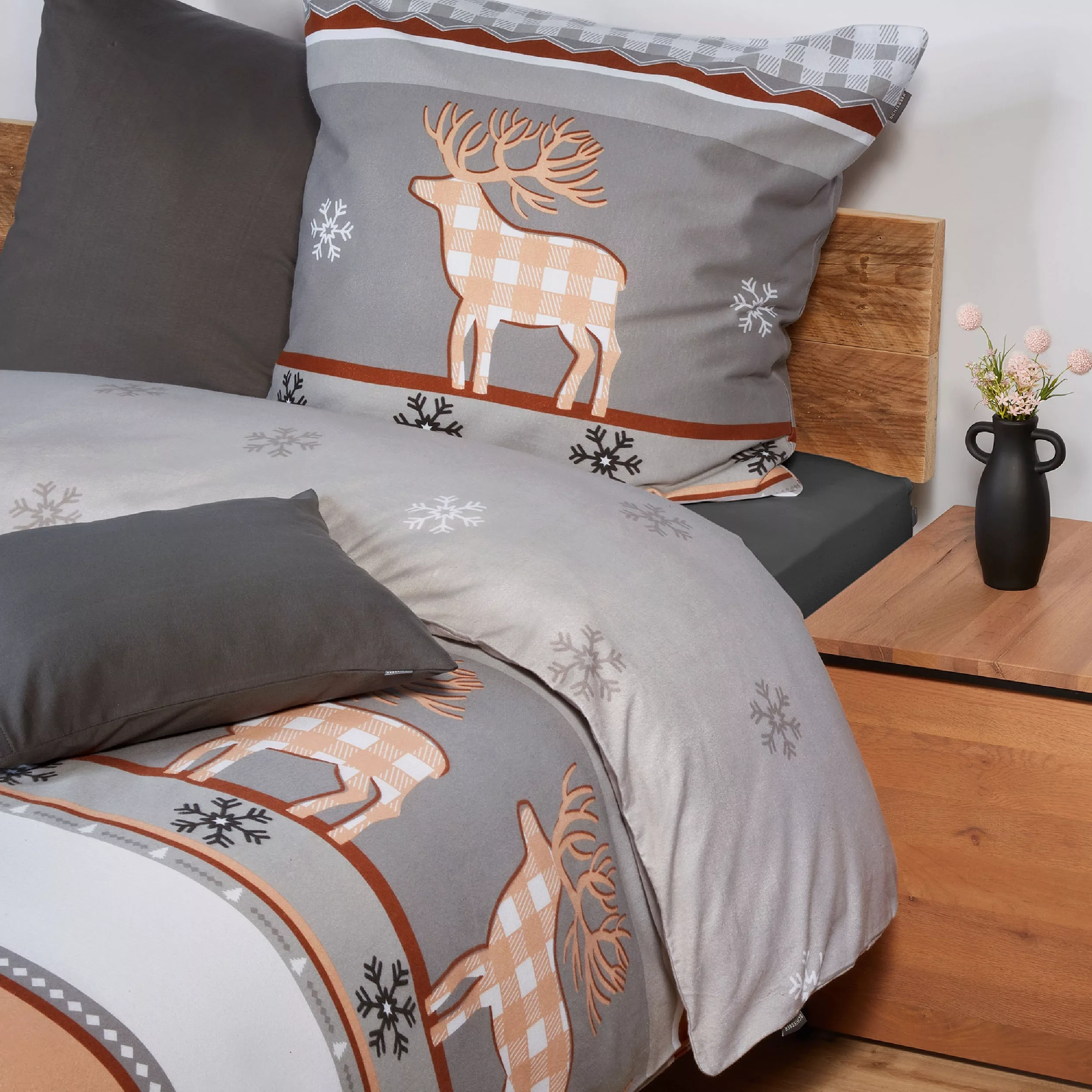 Schiesser Bettwäsche »Verda aus weicher Baumwolle mit coolem Winter-Print«, günstig online kaufen