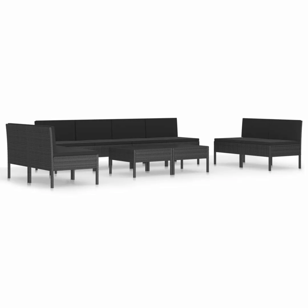 10-tlg. Garten-lounge-set Mit Auflagen Poly Rattan Schwarz günstig online kaufen