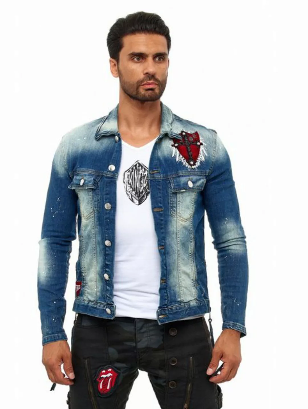 KINGZ Jeansjacke mit rockigen Akzenten günstig online kaufen