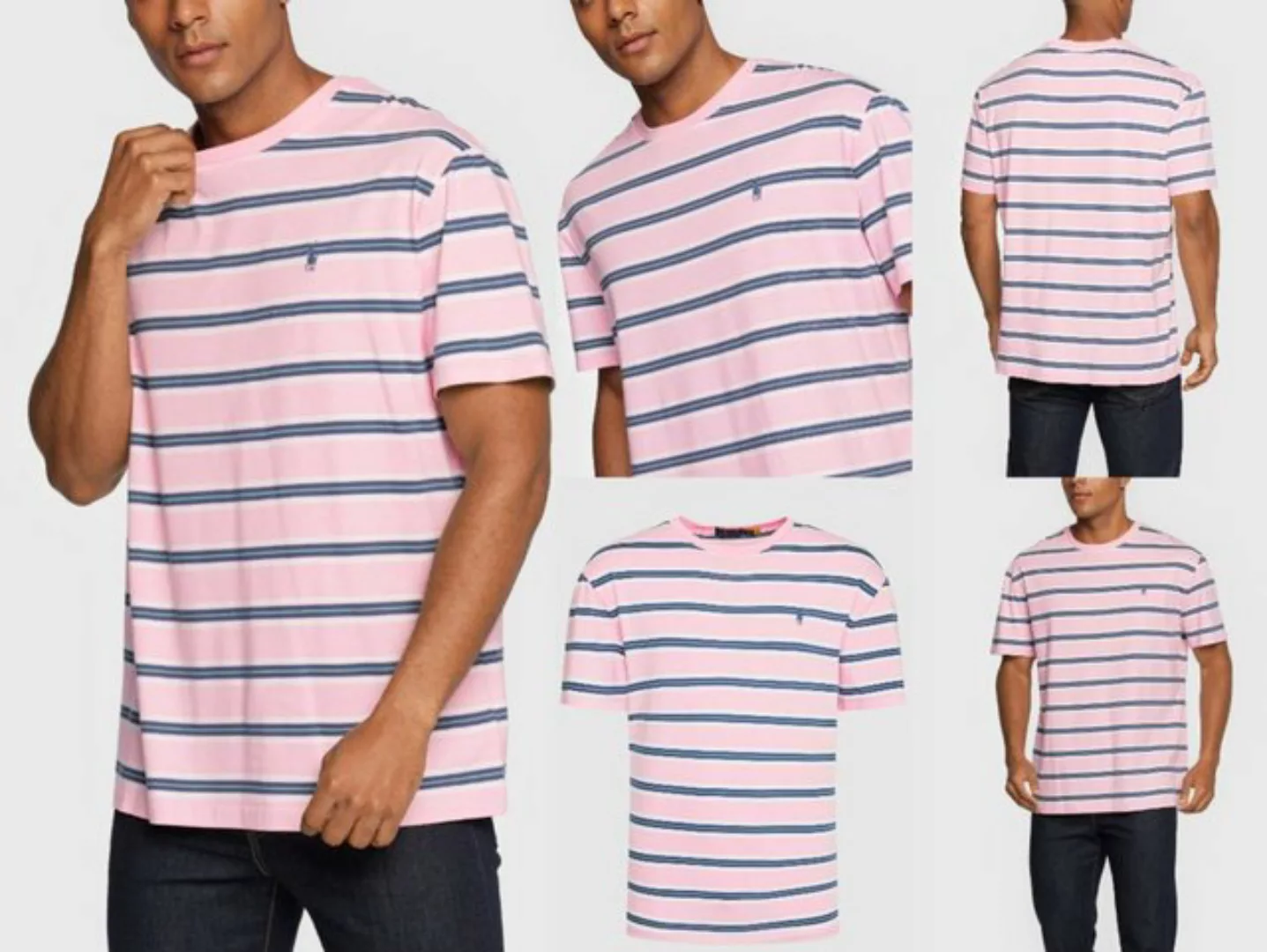 Ralph Lauren T-Shirt POLO RALPH LAUREN Striped Rosa Tee T-Shirt Shirt Class günstig online kaufen