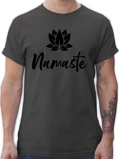 Shirtracer T-Shirt Namaste mit Lotusblüte schwarz Yoga und Wellness Geschen günstig online kaufen