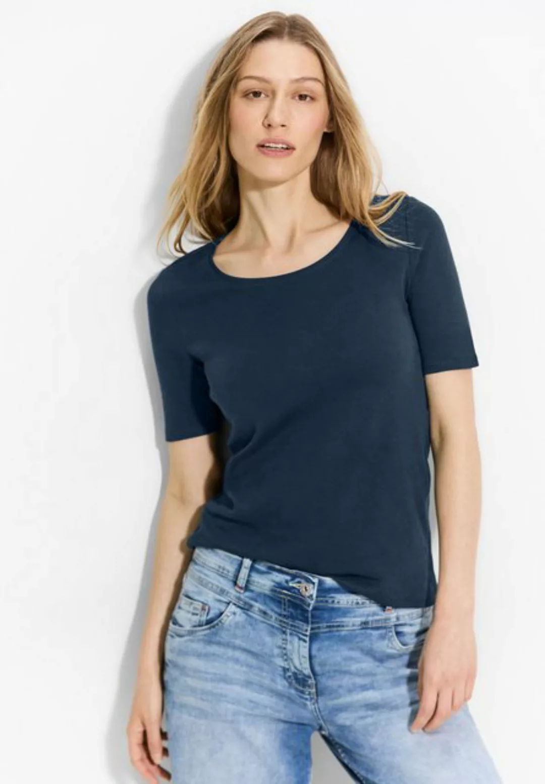 Cecil T-Shirt Cecil T-Shirt einfarbig in Dark Petrol Blue (1-tlg) Nicht Vor günstig online kaufen