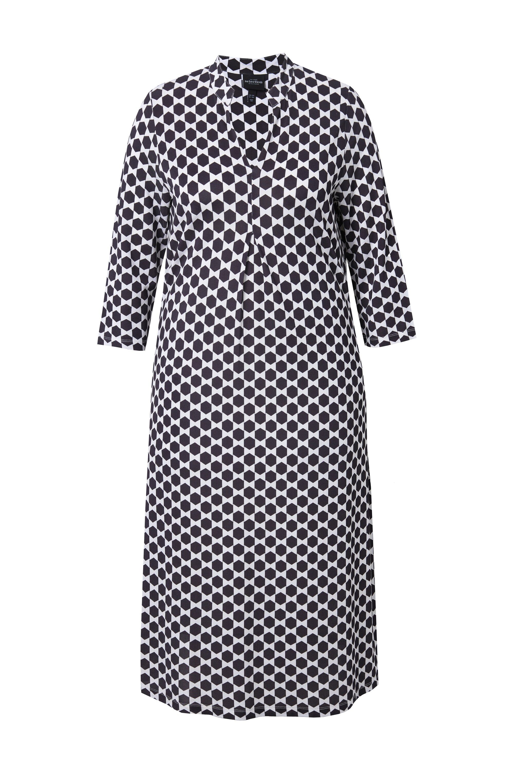 Ulla Popken Midikleid Slinky-Piqué-Midikleid A-Linie Stehkragen günstig online kaufen
