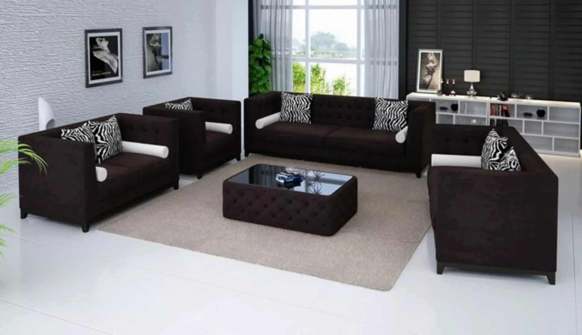 JVmoebel Sofa Sofagarnitur Set Design Sofas Polster Couchen Leder 3 2 Sitze günstig online kaufen