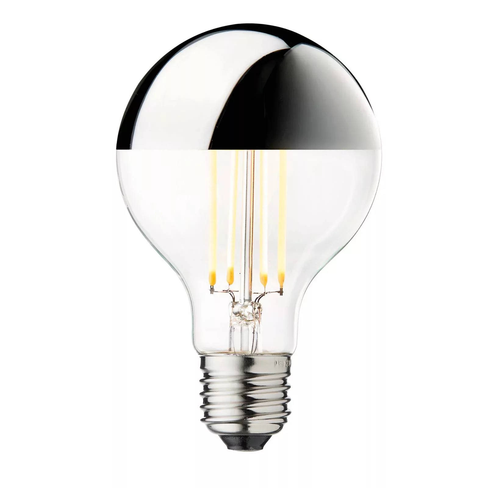 LED-Kopfspiegellampe Globe 80, silber, E27, 3,5 W, 2.700 K günstig online kaufen