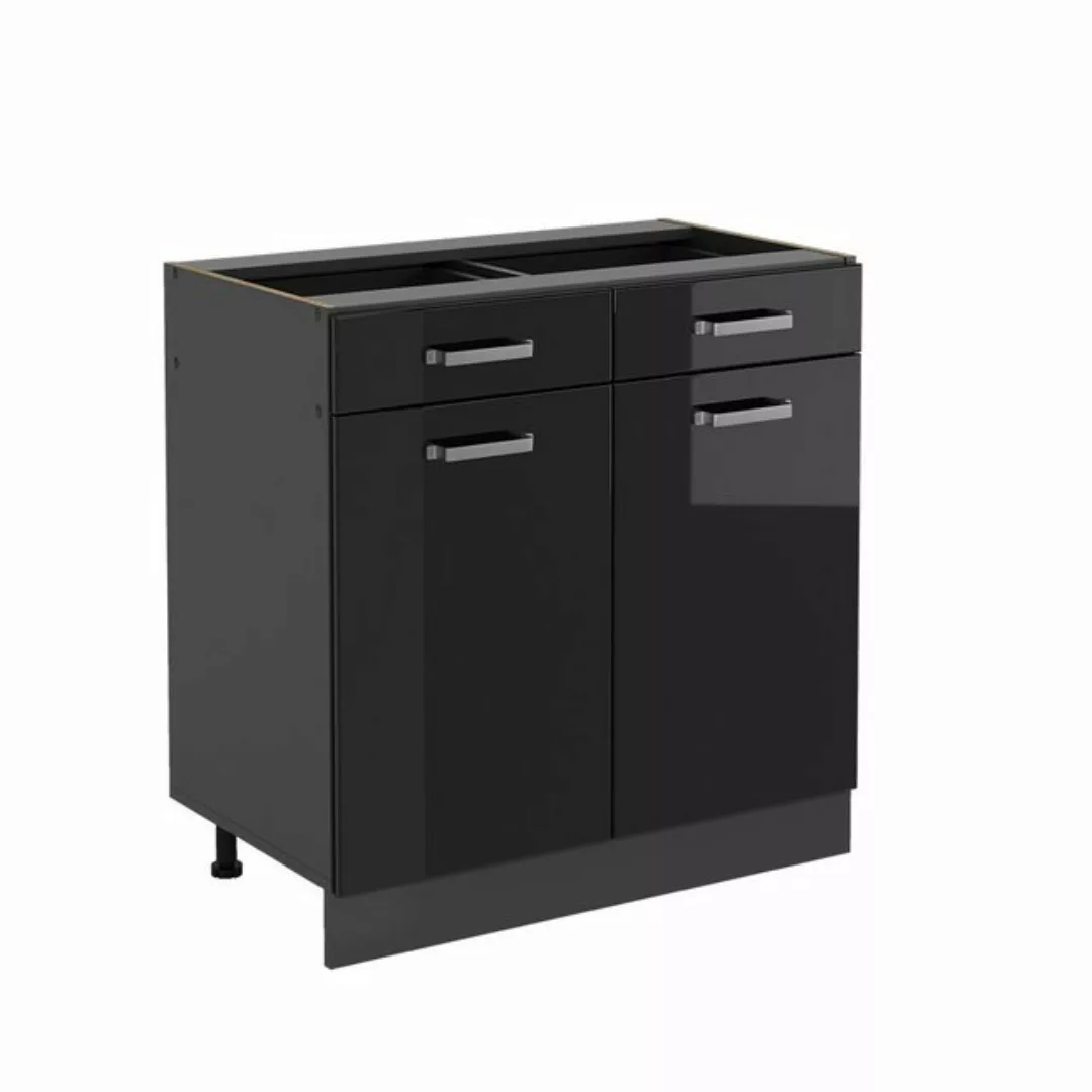 Vicco Unterschrank R-Line, Schwarz Hochglanz/Anthrazit, 80 cm, AP Anthrazit günstig online kaufen