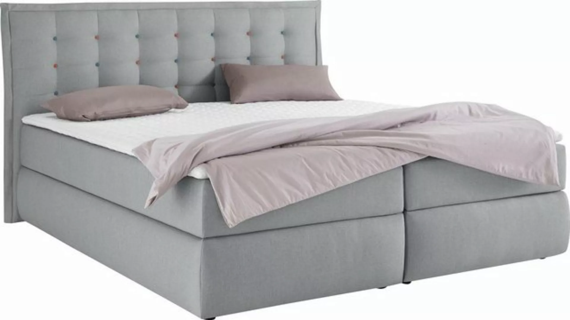 INOSIGN Boxspringbett Sagres, Kopfteil mit 2farbiger Flatterbiese und zweif günstig online kaufen