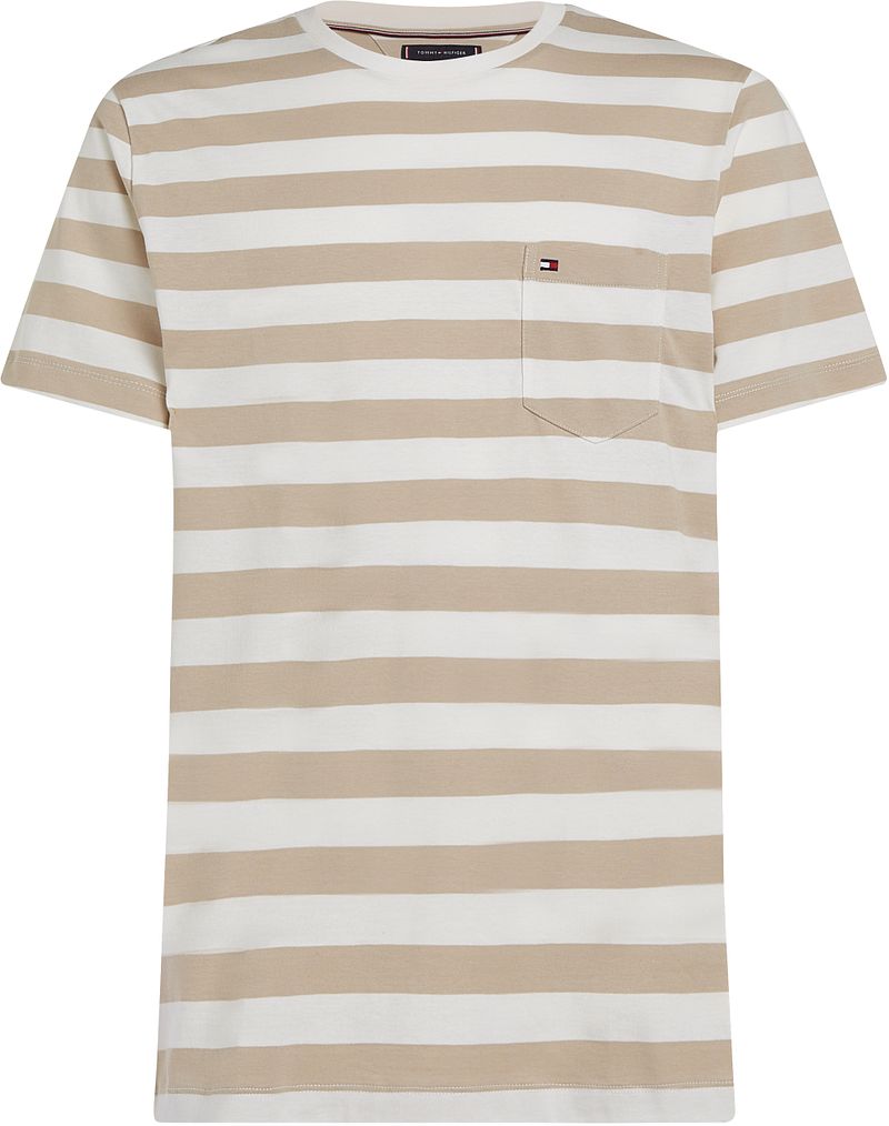 Tommy Hilfiger T-shirt Streifen Beige - Größe XL günstig online kaufen