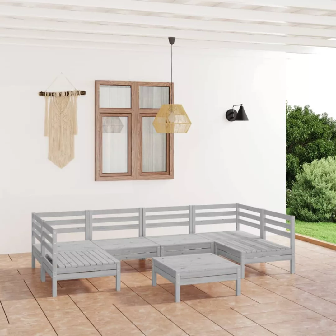 7-tlg. Garten-lounge-set Weiß Massivholz Kiefer günstig online kaufen