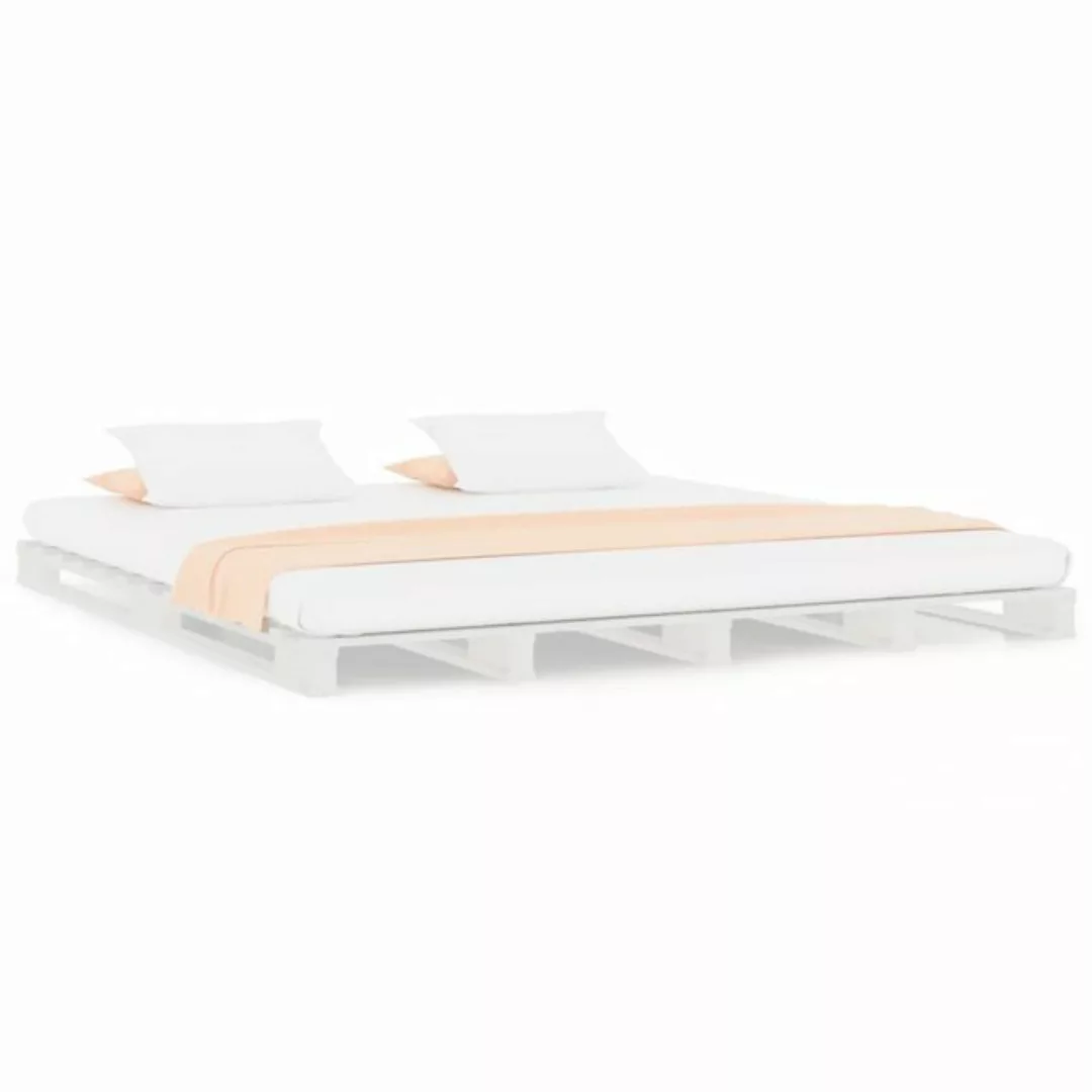 furnicato Bett Palettenbett Weiß 150x200 cm Massivholz günstig online kaufen