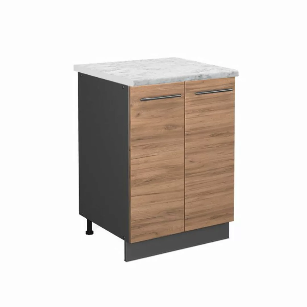 Vicco Unterschrank Fame-Line, Goldkraft Eiche/Anthrazit, 60 cm, AP Marmor günstig online kaufen