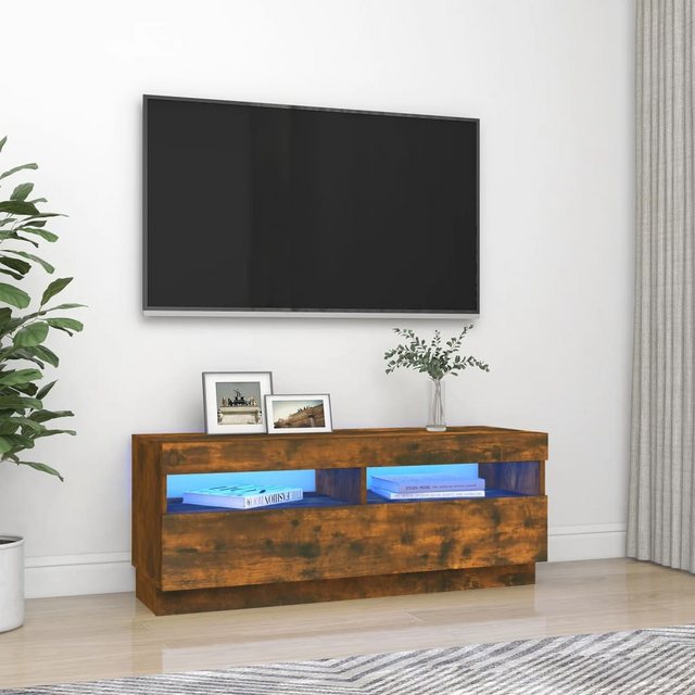 vidaXL TV-Schrank TV-Schrank mit LED-Leuchten Räuchereiche 100x35x40 cm TV- günstig online kaufen