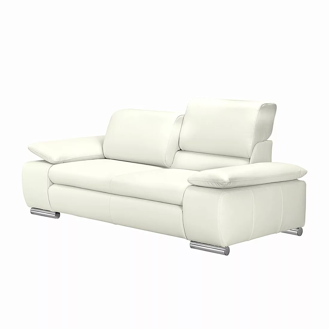 home24 Fredriks Sofa Masca 3-Sitzer Weiß Kunstleder 232x78x96 cm (BxHxT) Mo günstig online kaufen