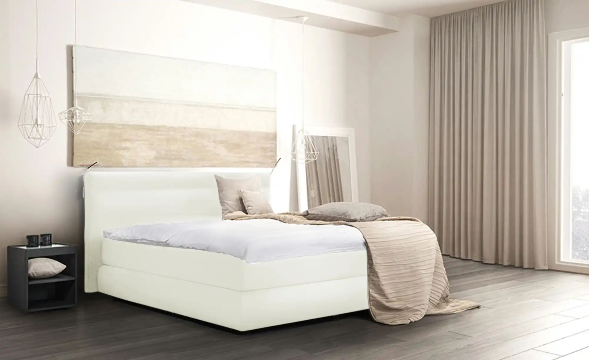 Wohnwert Boxspringbett  Dormian Bolge Low ¦ weiß ¦ Maße (cm): B: 180 H: 102 günstig online kaufen