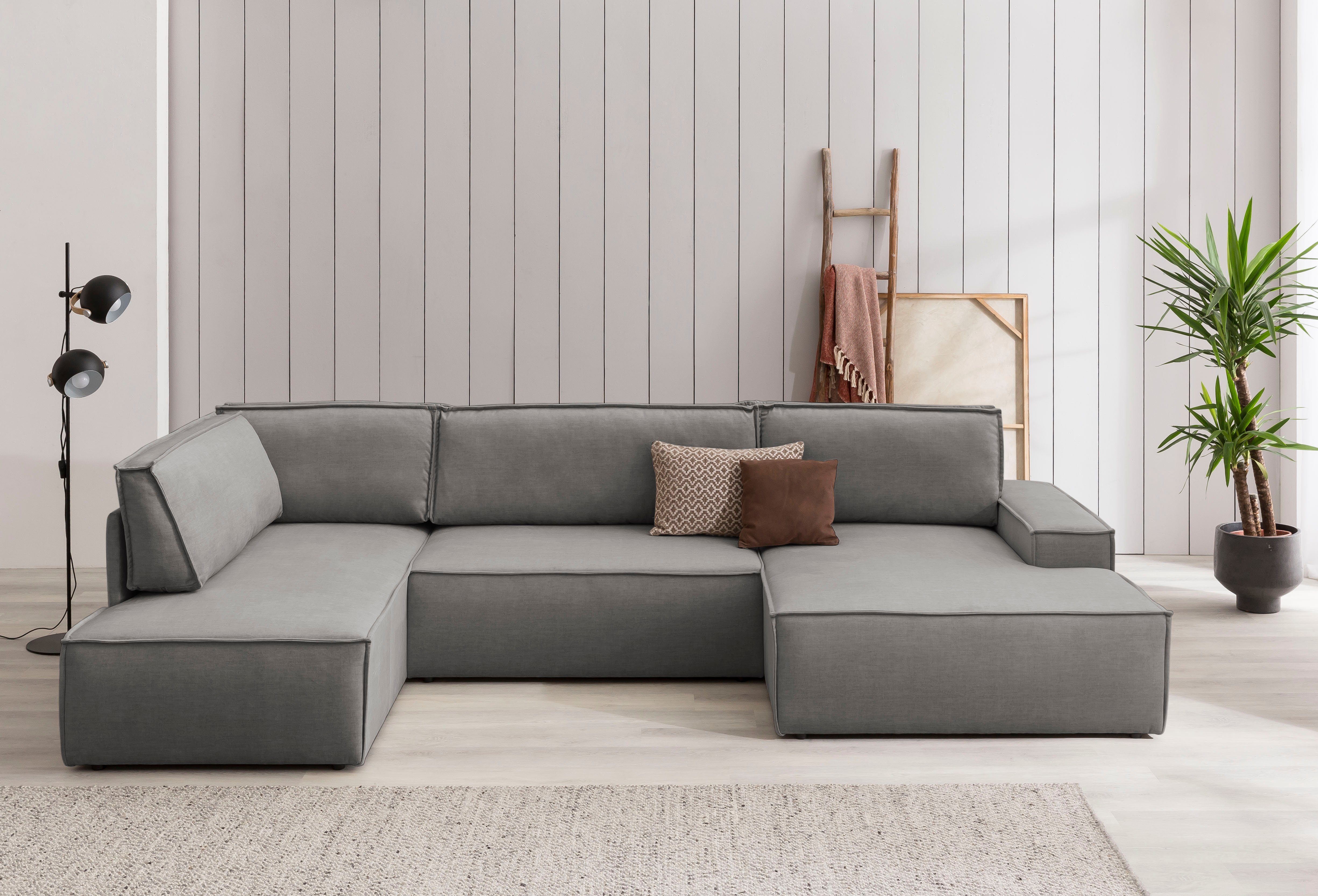 Home affaire Wohnlandschaft "SHERWOOD 329 cm, U-Form, Schlafsofa,", Schlaff günstig online kaufen