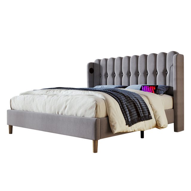 MODFU Polsterbett Einzelbett mit USB Typ C Ladefunktion (140 x 200 cm Bettg günstig online kaufen