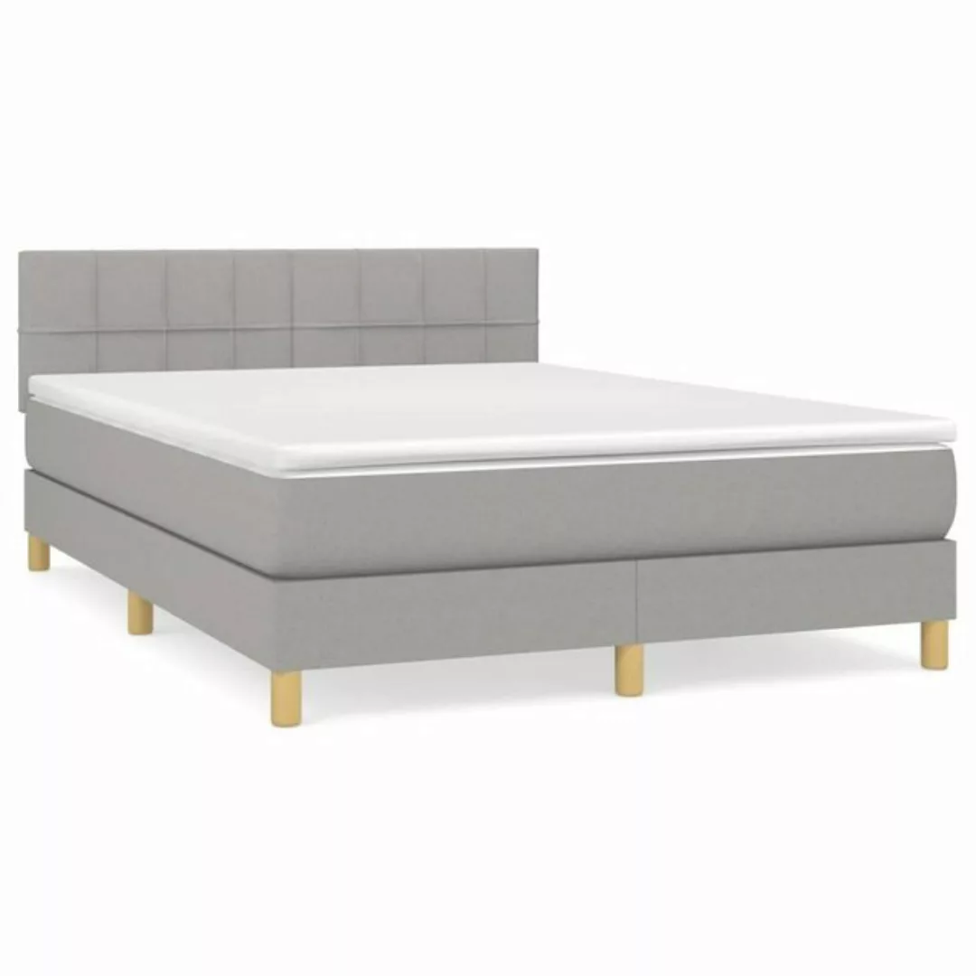 furnicato Bett Boxspringbett mit Matratze Hellgrau 140x200 cm Stoff (1-tlg) günstig online kaufen