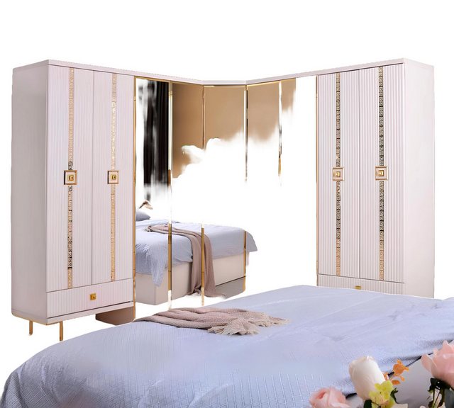 Xlmoebel Kleiderschrank Designer Eckschrank für das Schlafzimmer in Beige a günstig online kaufen