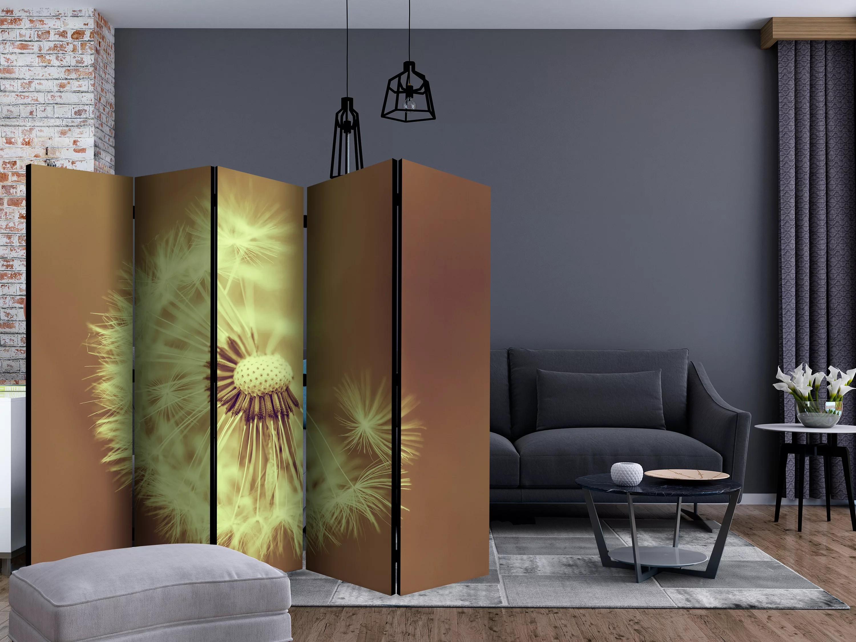 5-teiliges Paravent - Dandelion - Sepia Ii [room Dividers] günstig online kaufen