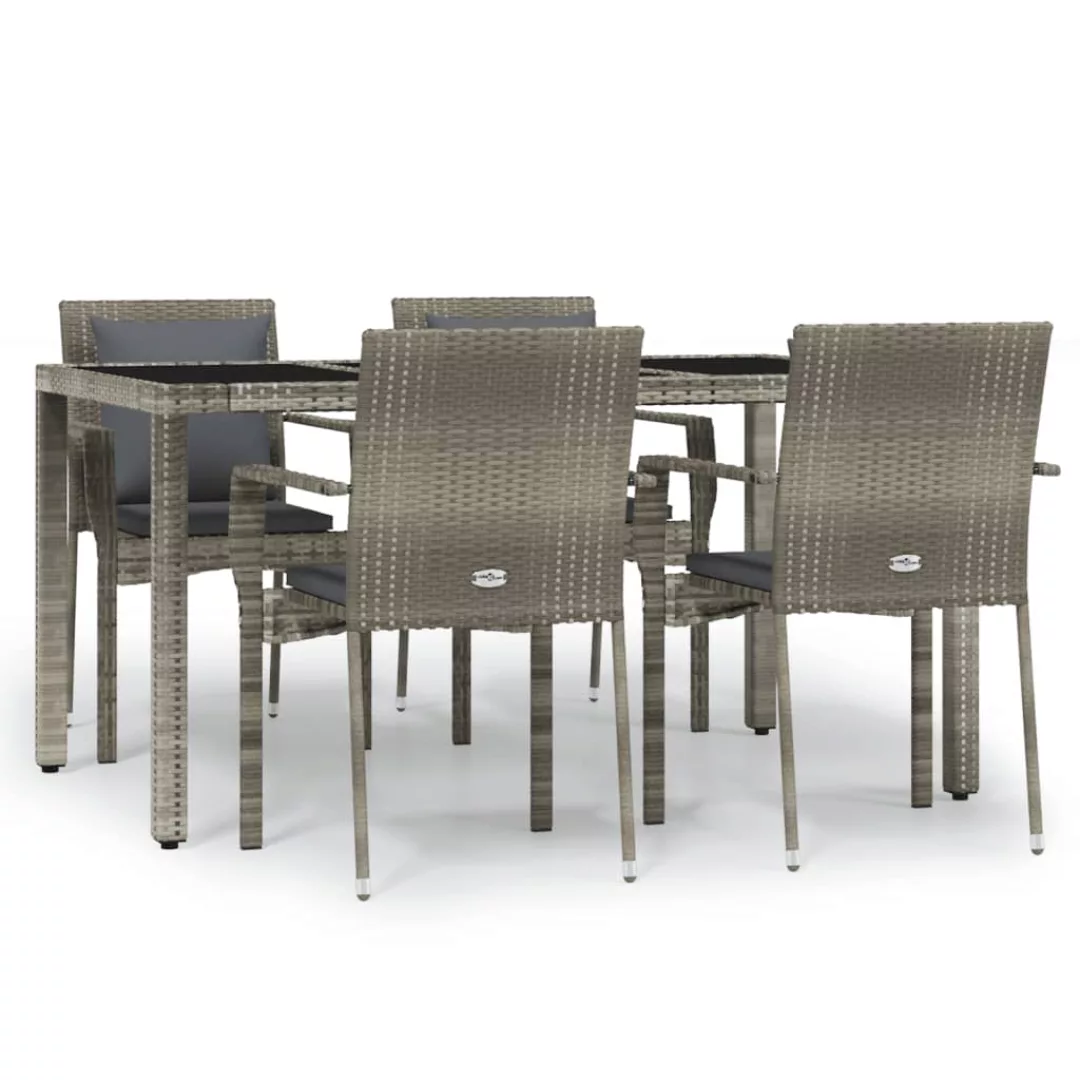 Vidaxl 5-tlg. Garten-lounge-set Mit Kissen Grau Poly Rattan günstig online kaufen