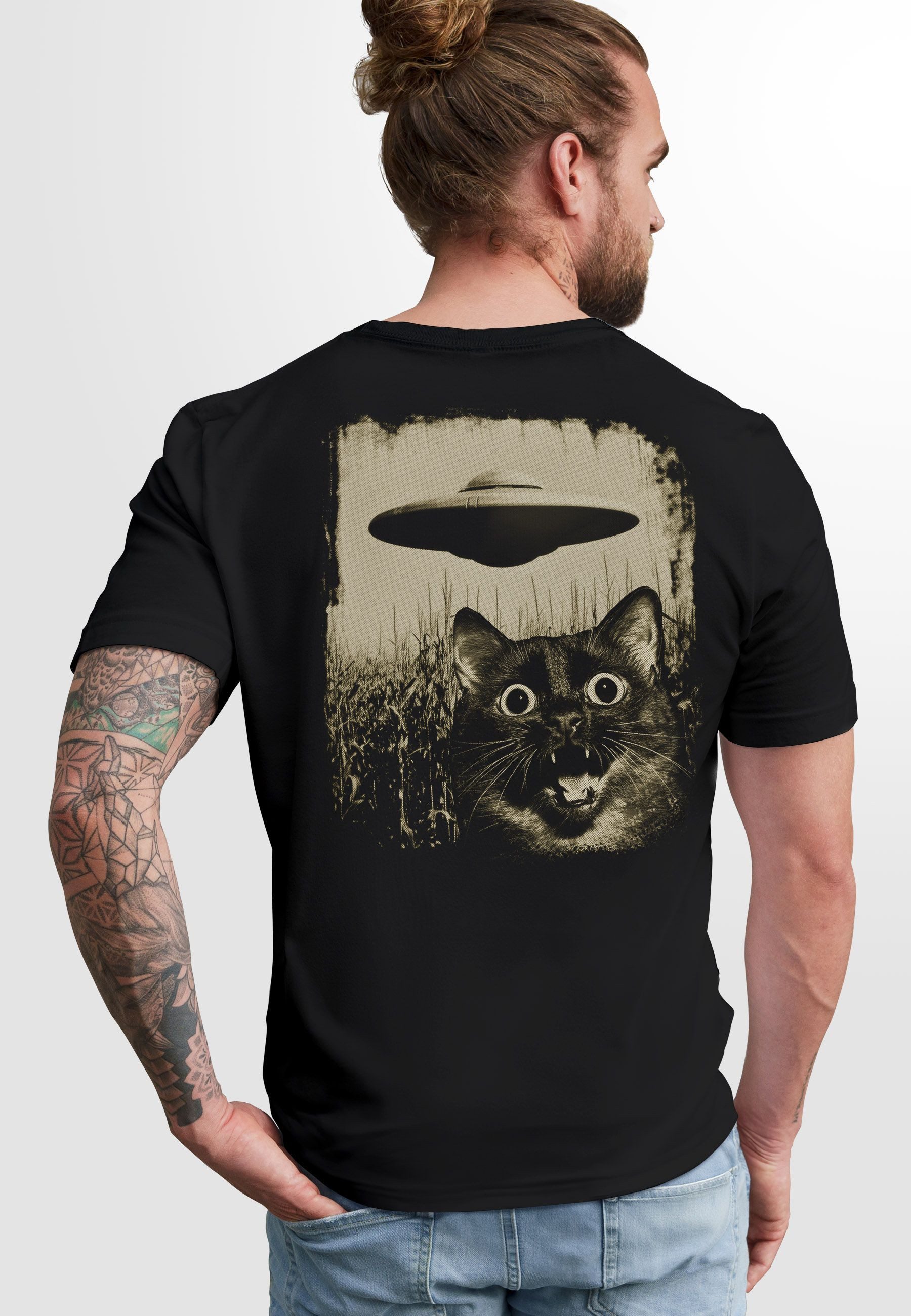 Neverless Print-Shirt Herren T-Shirt Backprint UFO günstig online kaufen