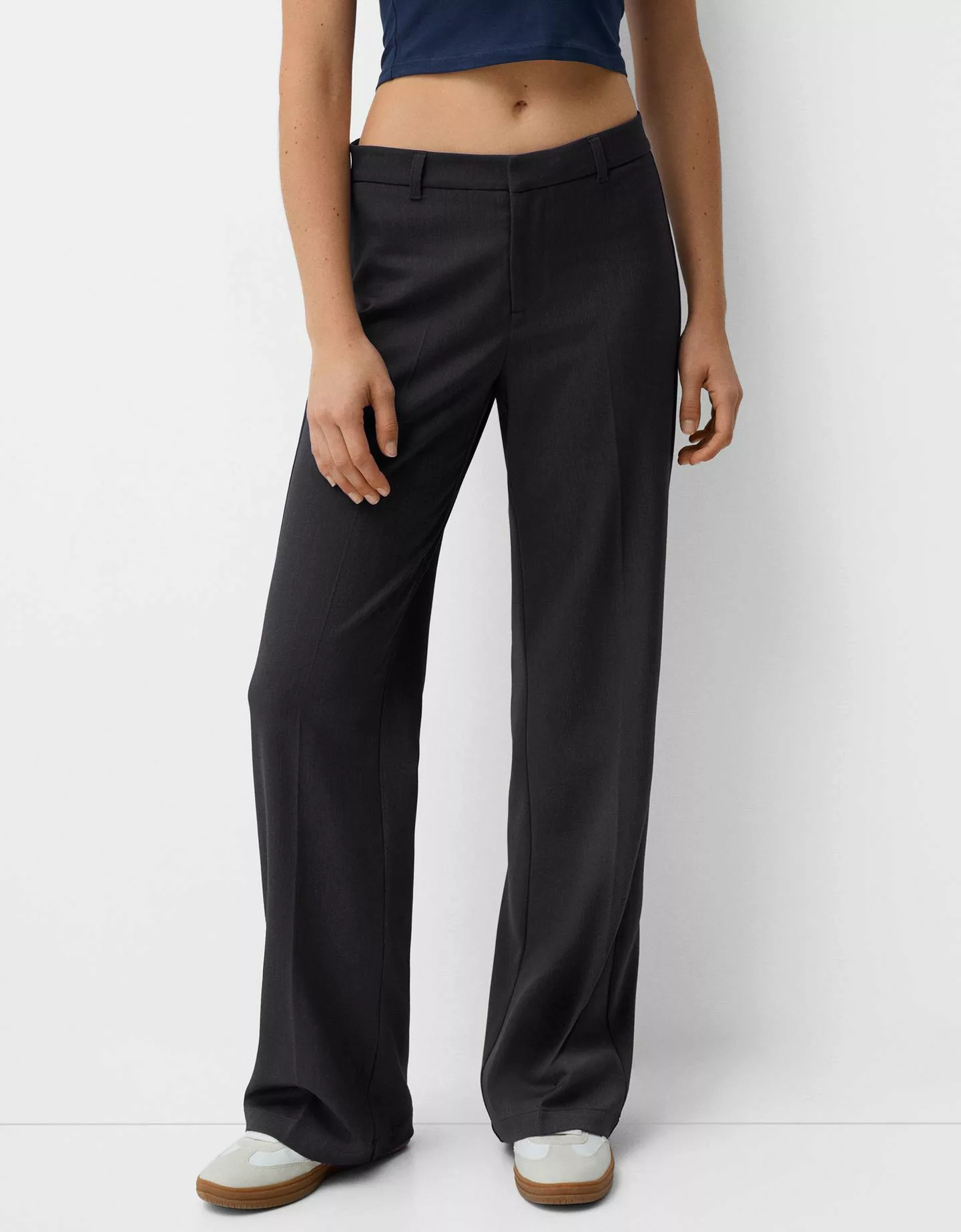 Bershka Wide Leg Tailoring-Hose Damen 44 Grau günstig online kaufen