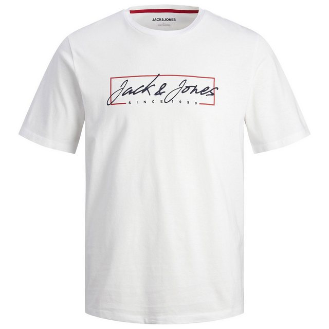 Jack & Jones Rundhalsshirt Jack&Jones T-Shirt Übergröße weiß Logoprint JJZU günstig online kaufen