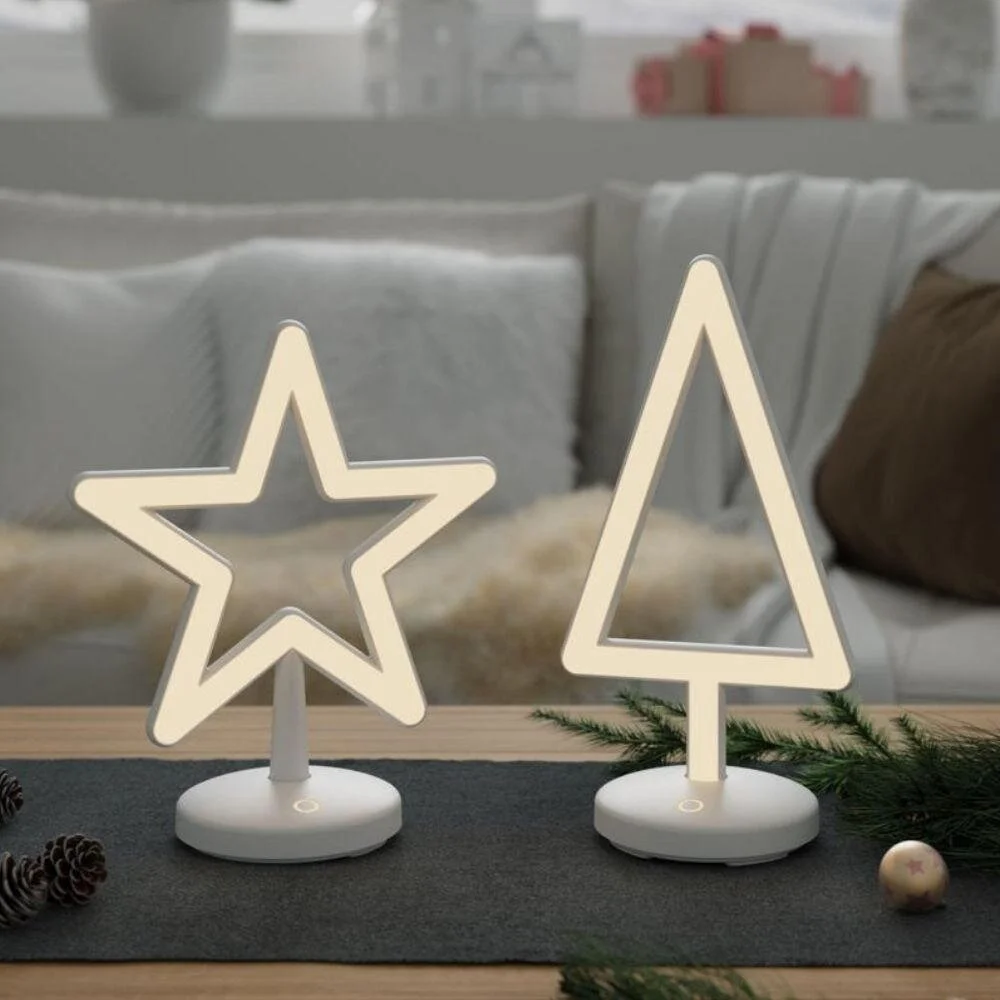 LED Akku Tischleuchten Set Triangle & Star in Weiß günstig online kaufen