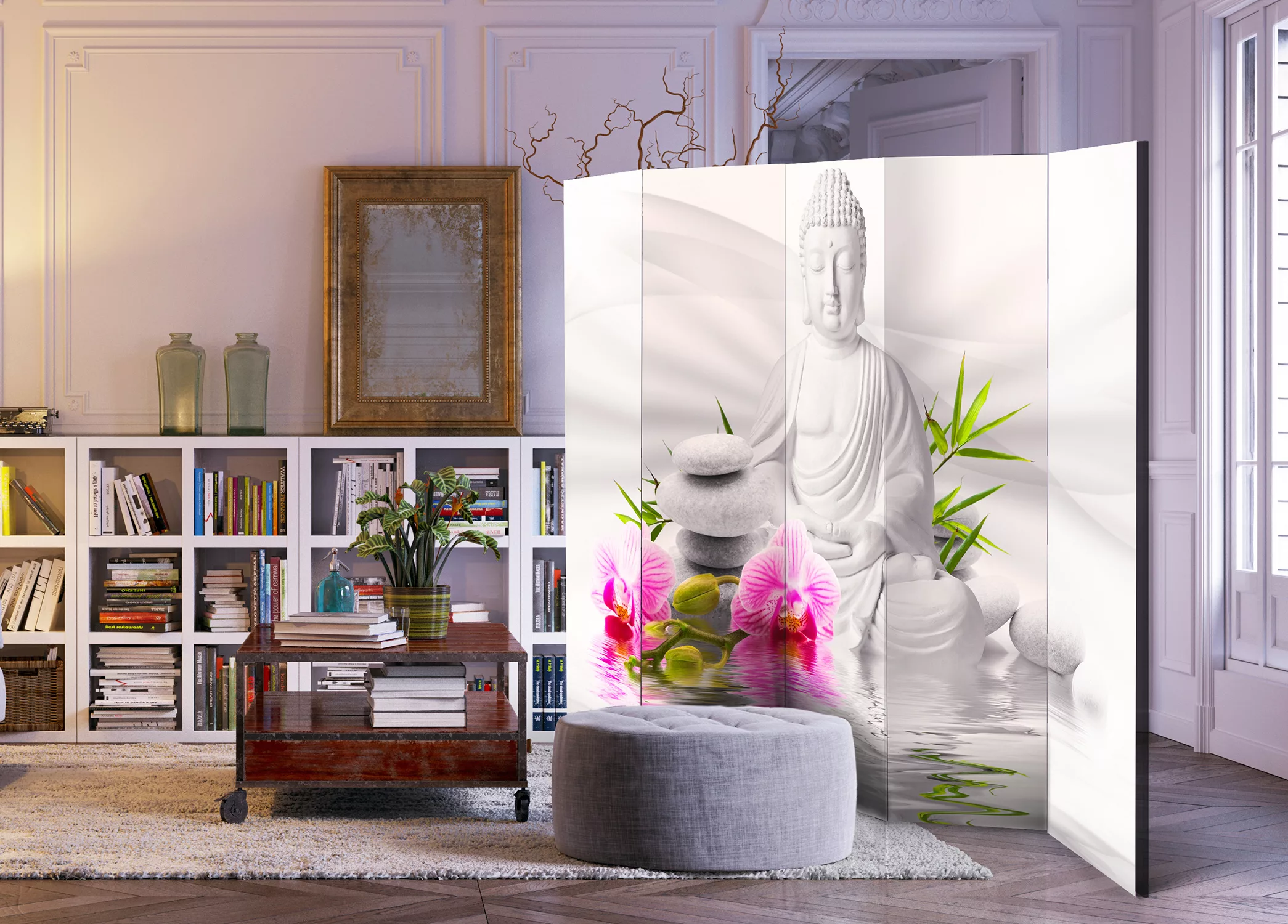 5-teiliges Paravent - Buddha And Orchids Ii [room Dividers] günstig online kaufen