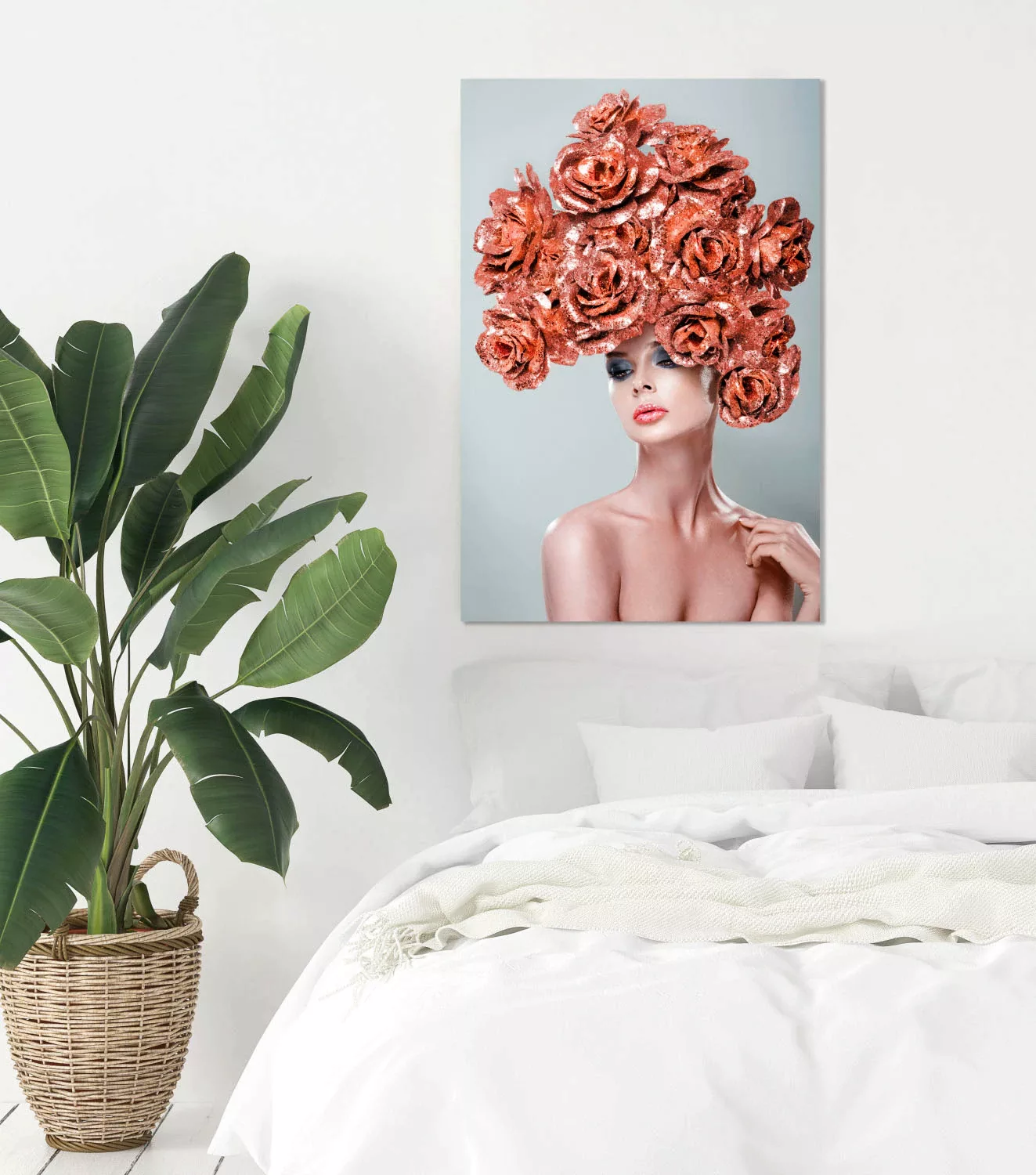 queence Acrylglasbild "Frau mit Blumenhut" günstig online kaufen